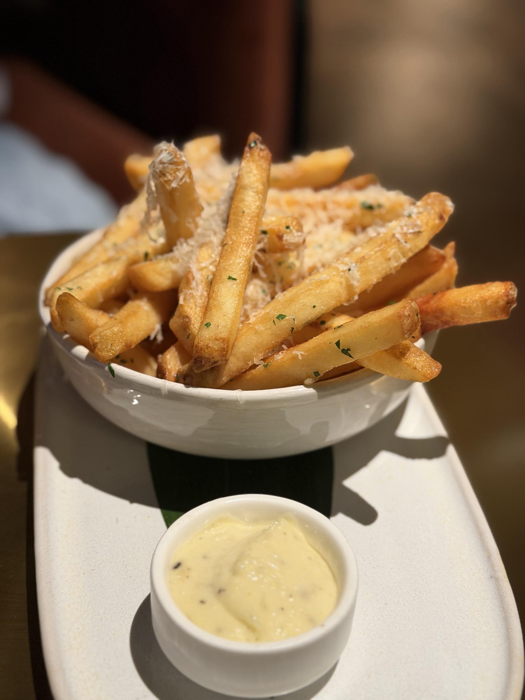 Parmesan-truffle fries with garlic aioli.